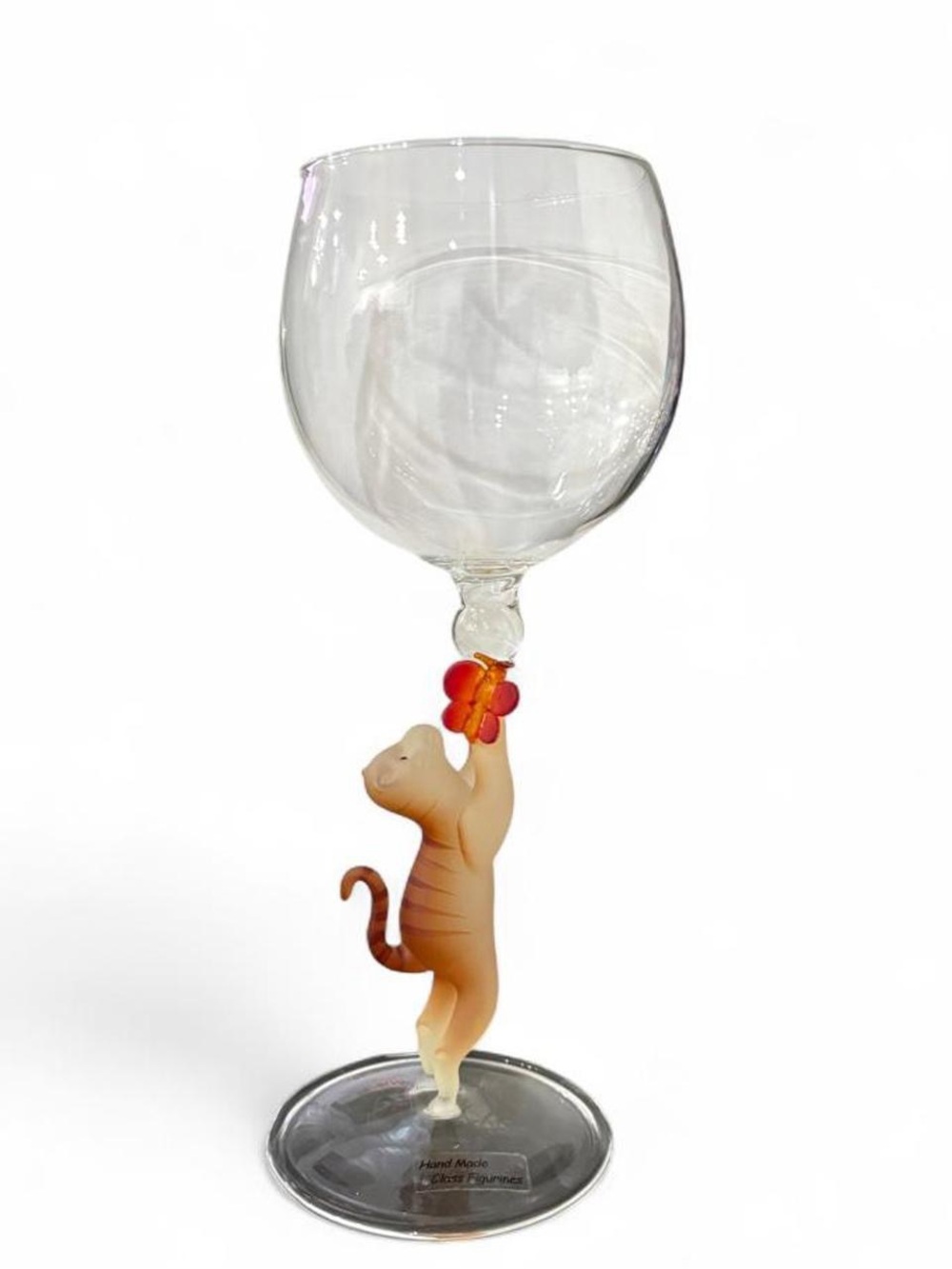 Yurana Butterfly Chasing Kitty Wine Glass - W199 Sold Out